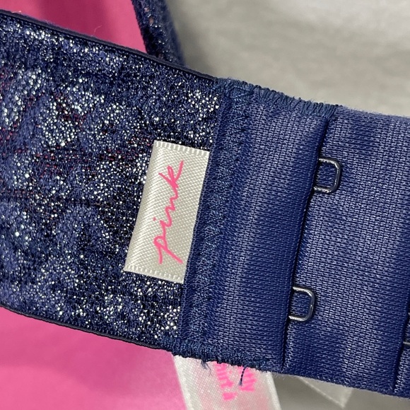 PINK Victoria’s Secret Navy Blue Cheetah Print T Shirt Bra Size 34DD - Picture 8 of 10